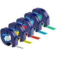 Wonfoucs – Cintas de Etiquetas Compatible para usar en lugar de Dymo LetraTag 91201-91205 para LT-100H LT-100T LT-110T…